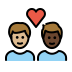 couple with heart, man, man, medium-light skin tone, dark skin tone